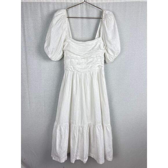 Abercrombie & Fitch Dresses & Skirts - Abercrombie and Fitch Dress White Emerson Midi Puff Sleeve Cottagecore Sundress